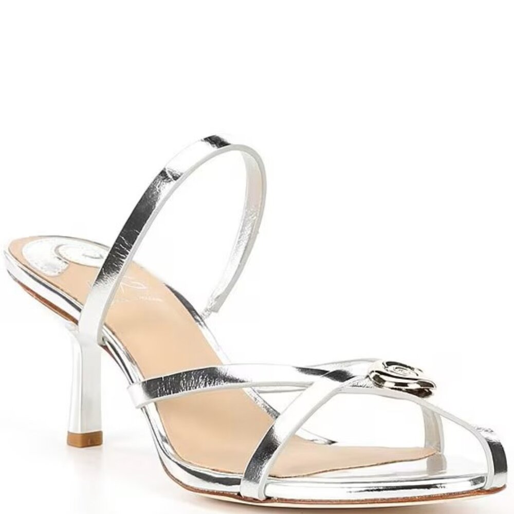 Antonio Melani x M.G. Style Leo Leather Shell Ornamented Dress Sandals